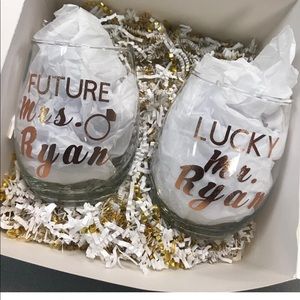 Customized wine glasses and shot glasses